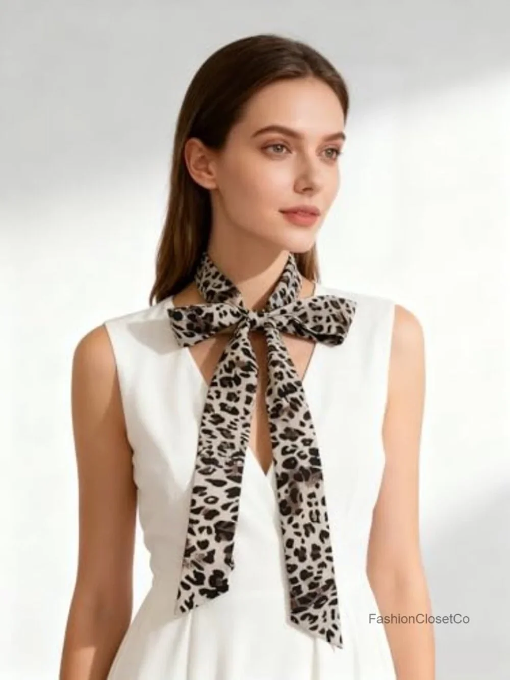 Satin Polyester Printed Skinny Scarf - Hair Wrap, Belt & Bag Accessory (74.8x2)